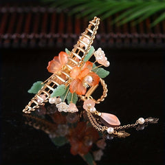 Flower Hair Claw Shark Claw Resin Flower Faux Pearl Hair Clip