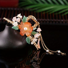 Flower Hair Claw Shark Claw Resin Flower Faux Pearl Hair Clip