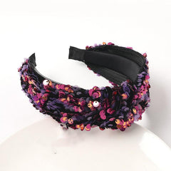 Reversible Sequin Headband Wide Sparkle Hair Hoop Elastic Bling Glitter Band