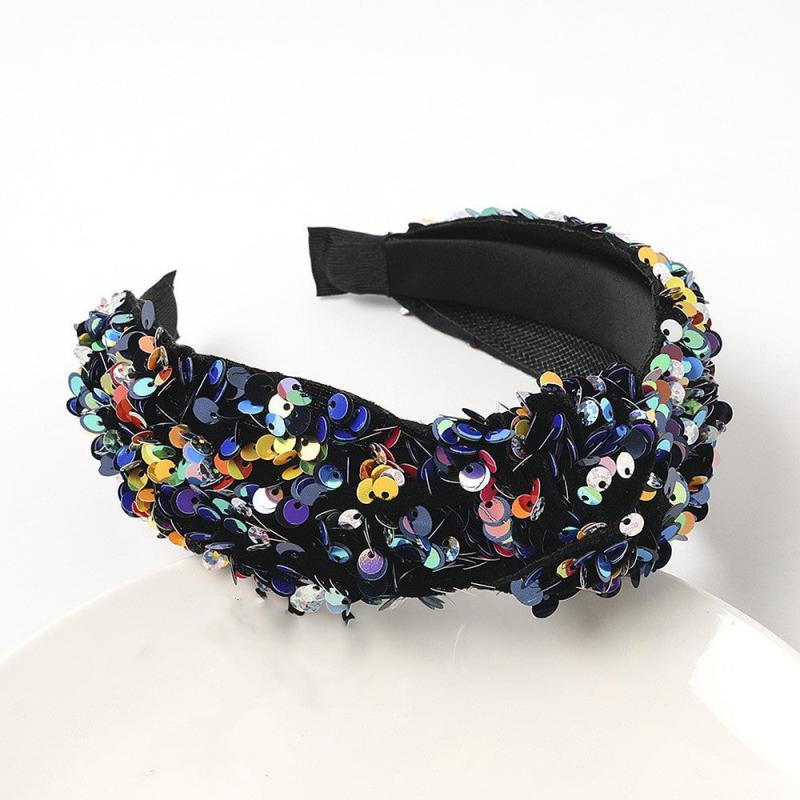 Reversible Sequin Headband Wide Sparkle Hair Hoop Elastic Bling Glitter Band