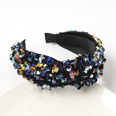 Reversible Sequin Headband Wide Sparkle Hair Hoop Elastic Bling Glitter Band