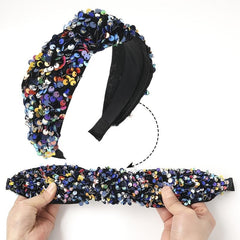 Reversible Sequin Headband Wide Sparkle Hair Hoop Elastic Bling Glitter Band