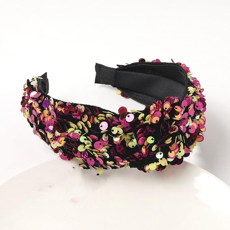 Reversible Sequin Headband Wide Sparkle Hair Hoop Elastic Bling Glitter Band