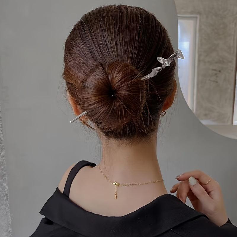 Vintage Style 2pcs Wave Hairpin Alloy Silvery Chinese Hanfu Hair Accessories