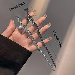 Vintage Style 2pcs Wave Hairpin Alloy Silvery Chinese Hanfu Hair Accessories