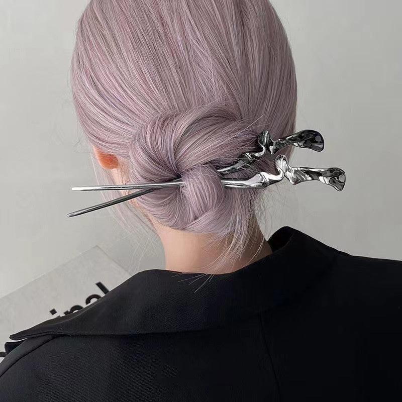 Vintage Style 2pcs Wave Hairpin Alloy Silvery Chinese Hanfu Hair Accessories