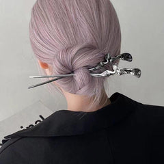 Vintage Style 2pcs Wave Hairpin Alloy Silvery Chinese Hanfu Hair Accessories