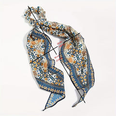 Ditsy Floral Pattern Scrunchie Scarf Silk Hair Tie