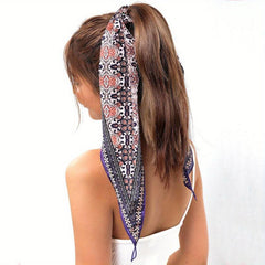 Ditsy Floral Pattern Scrunchie Scarf Silk Hair Tie