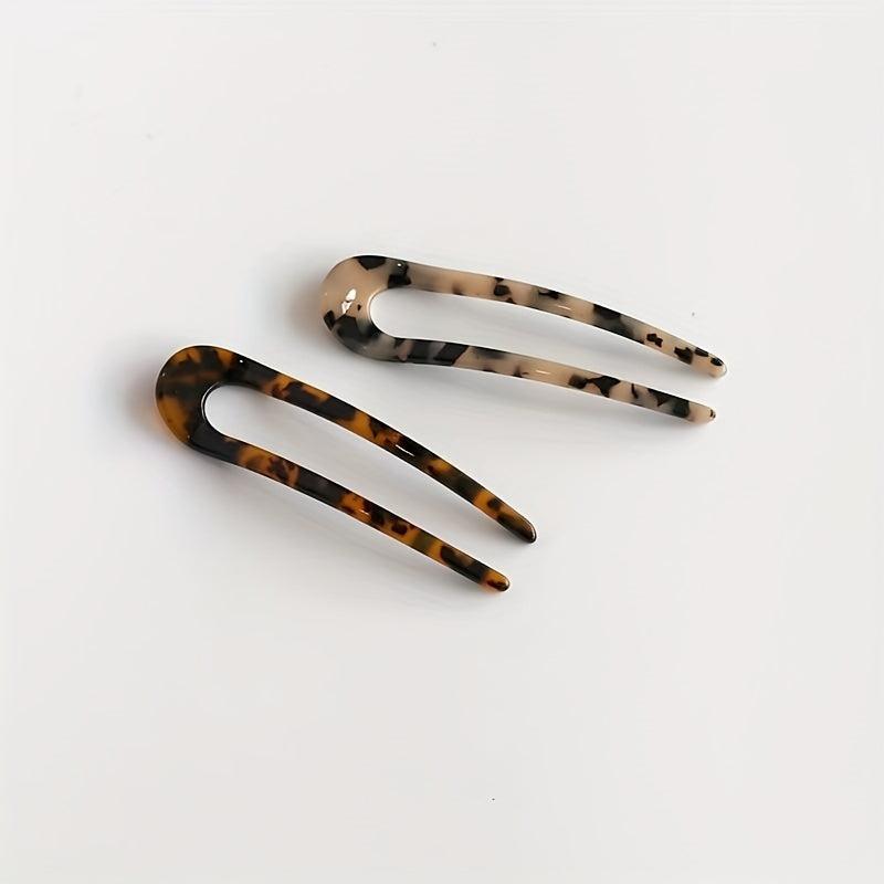 Vintage Chinese Style Acetate U-Shaped Hairpin Women Hair Accessories