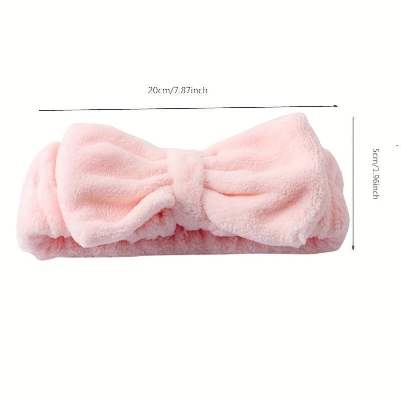 Coral Velvet Headband Bow Plush Hair Bundle Solid Wash Face Spa Headband