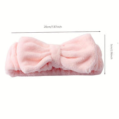 Coral Velvet Headband Bow Plush Hair Bundle Solid Wash Face Spa Headband