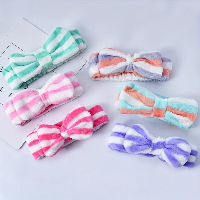 Coral Velvet Headband Bow Plush Hair Bundle Solid Wash Face Spa Headband