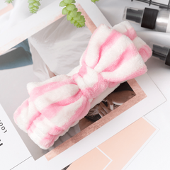 Coral Velvet Headband Bow Plush Hair Bundle Solid Wash Face Spa Headband