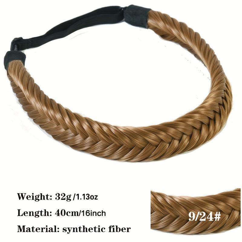 Synthetic Fishbone Braids Twist Elastic Headband With Adjustable Belt