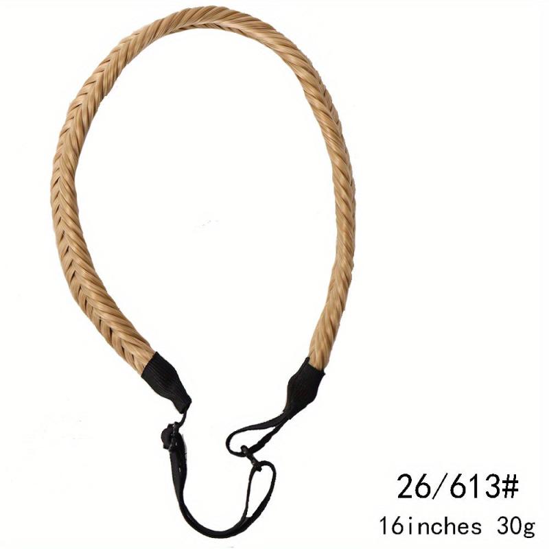 Synthetic Fishbone Braids Twist Elastic Headband With Adjustable Belt