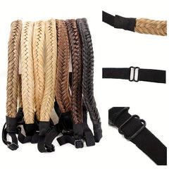 Synthetic Fishbone Braids Twist Elastic Headband With Adjustable Belt