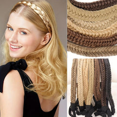 Synthetic Fishbone Braids Twist Elastic Headband With Adjustable Belt