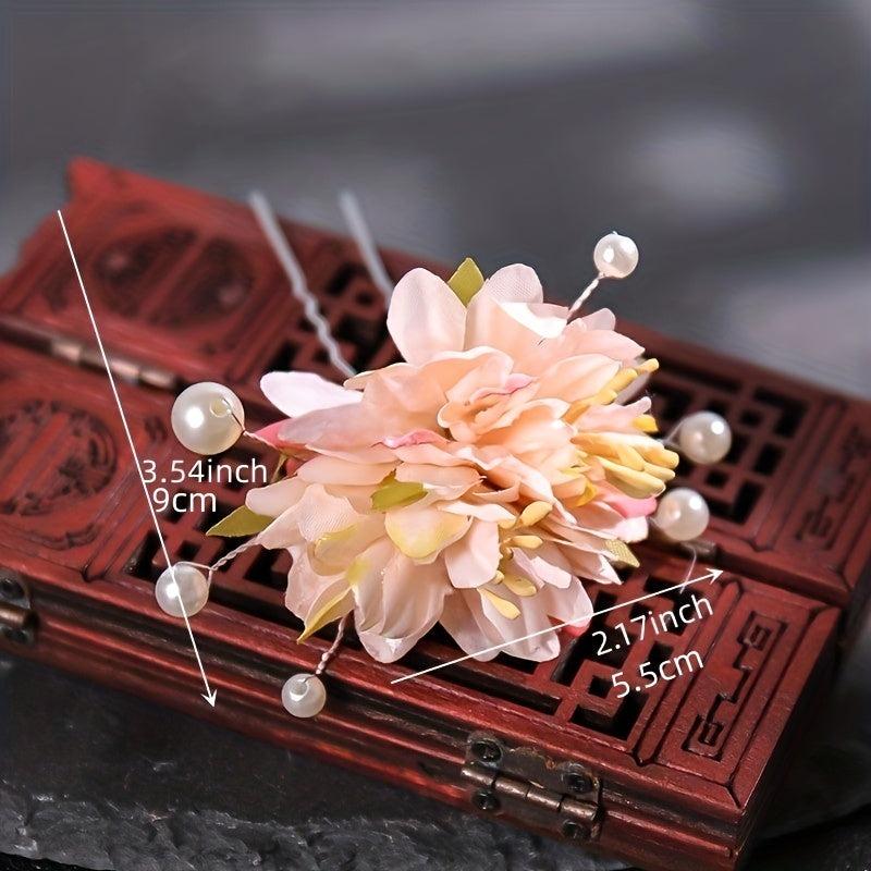 Ancient Style Floral Pearl Haircomb Wedding Hair Accessories
