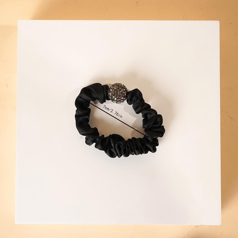 3pcs Rhinestone Hair Ties For Thick Hair - Silky Seamless Hair Scrunchies