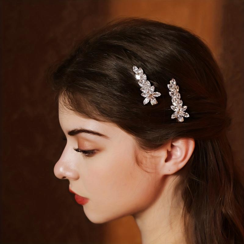 Zircon Leaf Rhinestone Hairclip Party Favor Decorations Hair Accessories