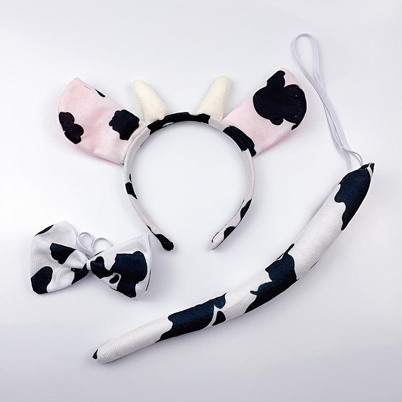 Cow Headband Bow Tie Tail Milk Cow Hair Bands Headpiece Women