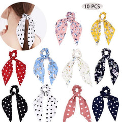 Floral Hair Scrunchies Ribbon Ponytail Streamers Bow Headwear