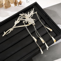 Golden Butterfly Rhinestones Wind Chimes Hair Clips