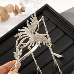 Golden Butterfly Rhinestones Wind Chimes Hair Clips