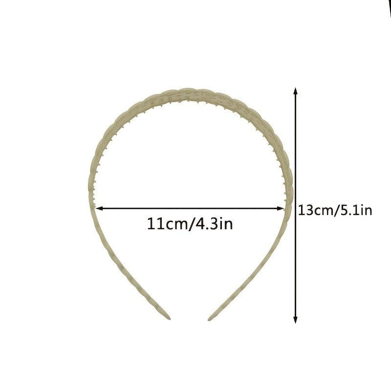 3pcs Thin Braided & Wavy Style Headbands No Slip Teeth Girls Women