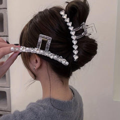 Rhinestone Hair Claw Heart Star Charm Shark Claw Y2K Hair Accessories