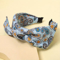 Boho Denim Headband Bow Knotted Hair Hoop Wide Headdress Retro Hair Accessory