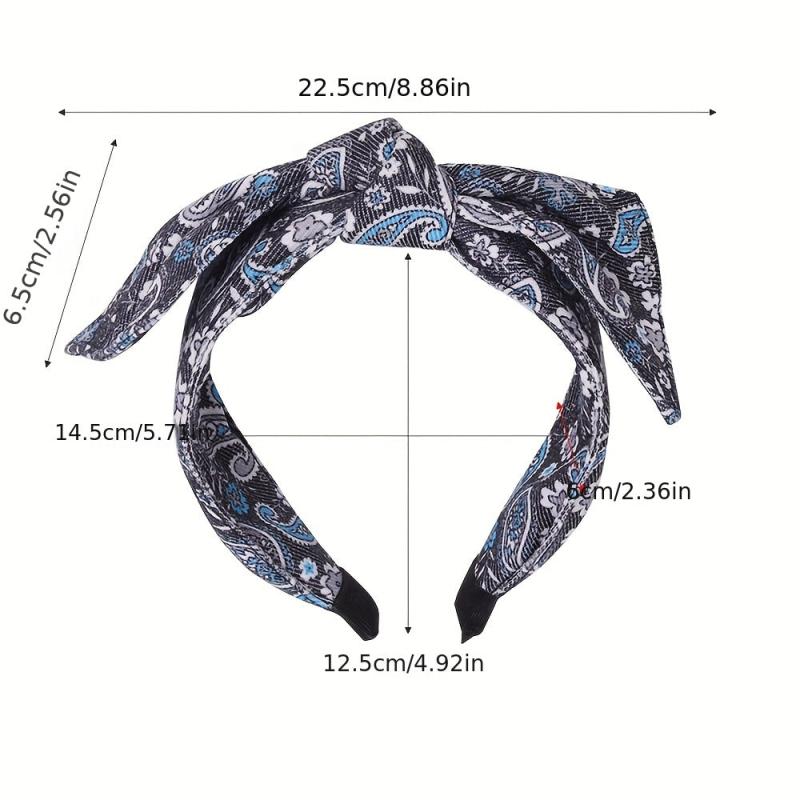 Boho Denim Headband Bow Knotted Hair Hoop Wide Headdress Retro Hair Accessory