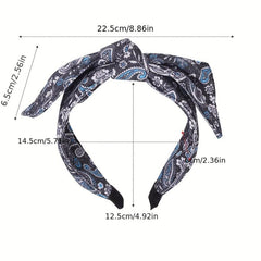 Boho Denim Headband Bow Knotted Hair Hoop Wide Headdress Retro Hair Accessory
