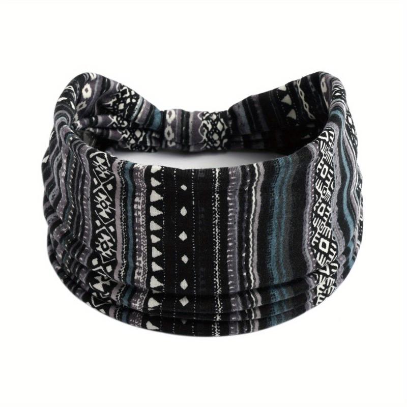 Boho Style Vintage Hair Tie Stretch Wide Brim Striped Hair Accessories