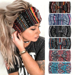 Boho Style Vintage Hair Tie Stretch Wide Brim Striped Hair Accessories