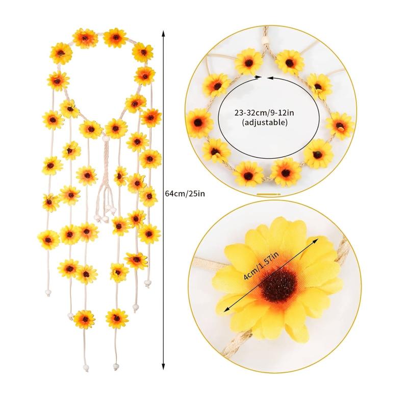 Boho Headband Hippie SunFlower Hairband for Women