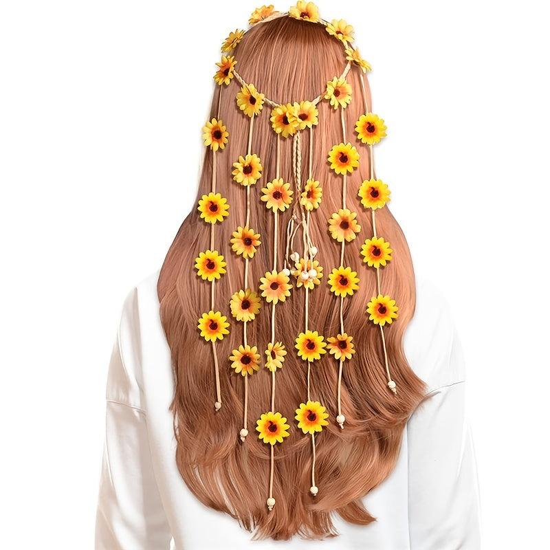 Boho Headband Hippie SunFlower Hairband for Women