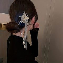 Y2K Vintage Hairpin U Shape Butterfly Flower Tassel Women's Accessory