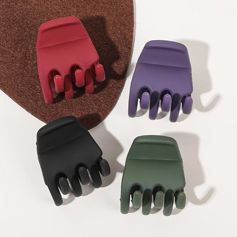 4pcs Small Hair Claw Clips Strong Hold Matte Octopus Vintage Jaw