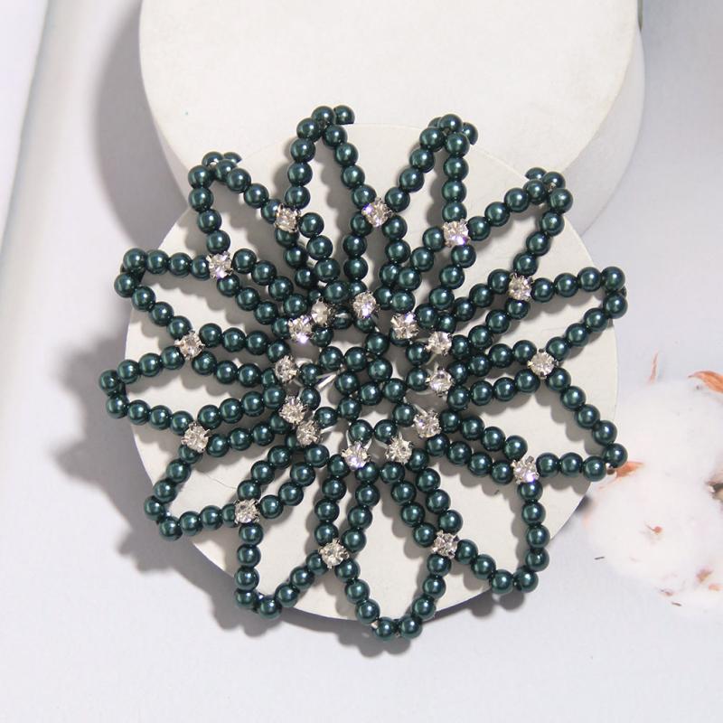 Faux Pearl Hair Snood Elastic Hair Net Crochet Hairnet Ballet Bun Cover