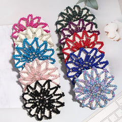 Faux Pearl Hair Snood Elastic Hair Net Crochet Hairnet Ballet Bun Cover
