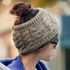 Christmas Gray Winter Turban Knit Headband Ladies