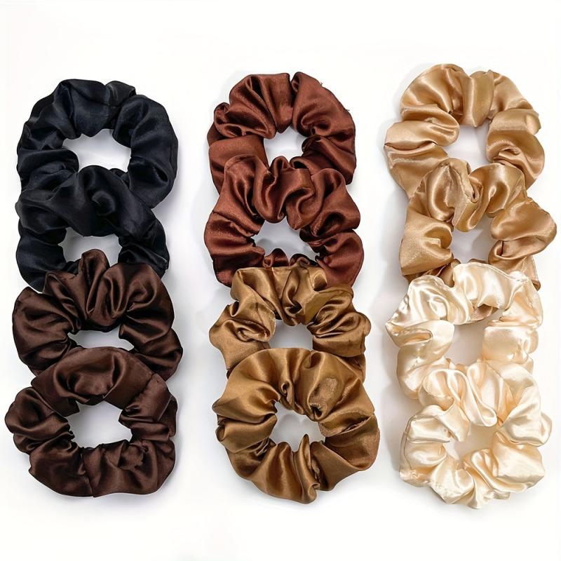 10pcs Satin Scrunchies For Thick Hair Elastic Hair Ties Set