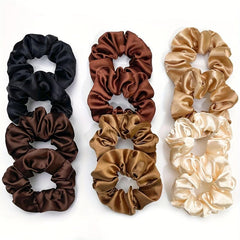 10pcs Satin Scrunchies For Thick Hair Elastic Hair Ties Set