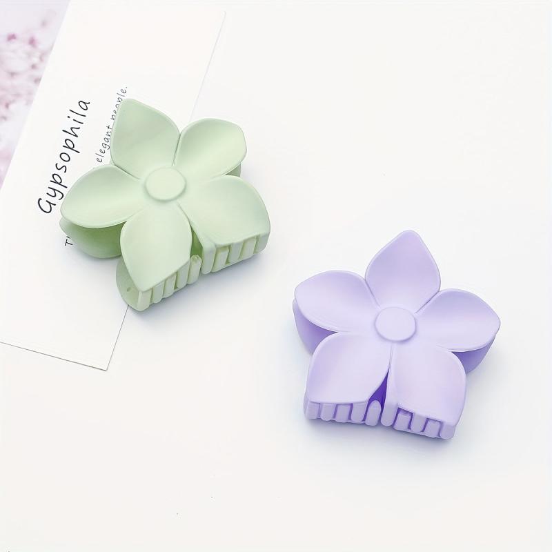 5pcs Flower Hair Claw Solid Nonslip Ponytail Holder Women Girls Hair Clip