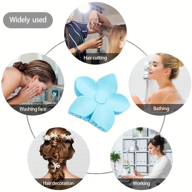 5pcs Flower Hair Claw Solid Nonslip Ponytail Holder Women Girls Hair Clip