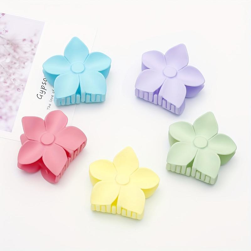 5pcs Flower Hair Claw Solid Nonslip Ponytail Holder Women Girls Hair Clip