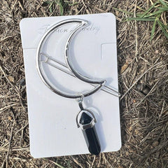 Opalite Crescent Moon Hair Clip Crystal Jewelry