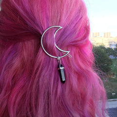 Opalite Crescent Moon Hair Clip Crystal Jewelry
